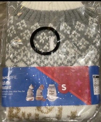 Vibrant Life Christmas Holiday Merry & Bright Fair Isle Cat Dog Sweater Size S