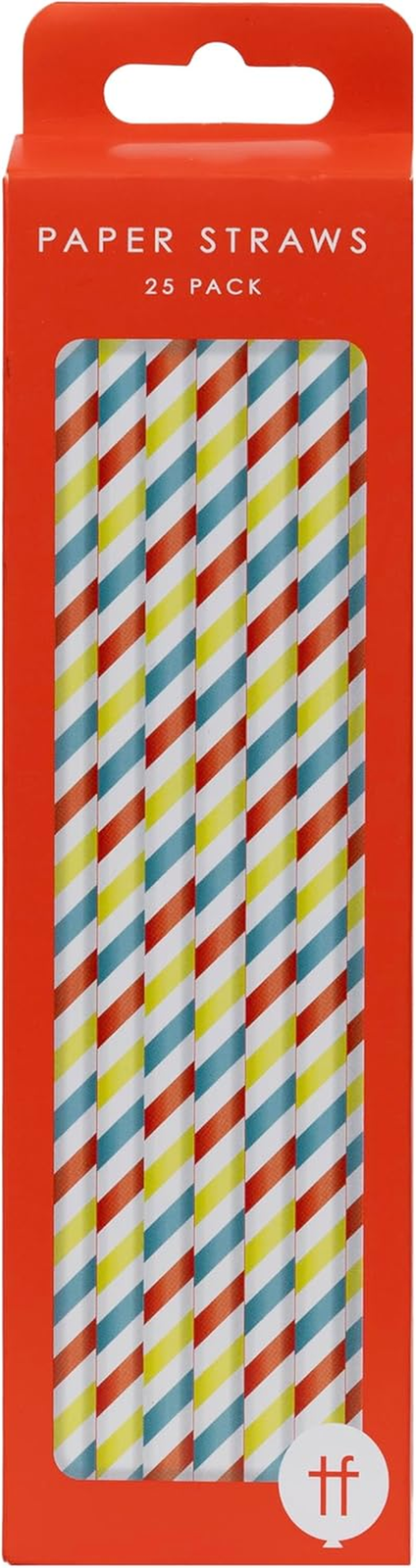25 Pack Stripy Paper Straws Drinking for Parties | Cocktail Straws | Disposable