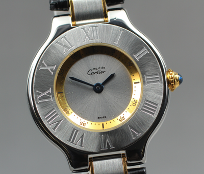 Exc+4] Cartier Must de Cartier 21 1340 Silver Black 27mm Women's