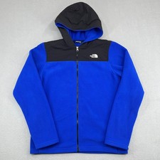 The North Face Youth XL 18/20 Blue Black Full Zip Fleece Hoodie Kids Jacket