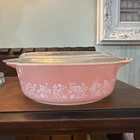 Vintage Pyrex Pink Gooseberry  471  - 1 Pint Small Casserole Dish With Lid  USA