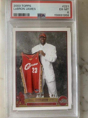 LeBron James 2003 Topps #221 PSA 6 EX-MT Rookie Draft Pick Card