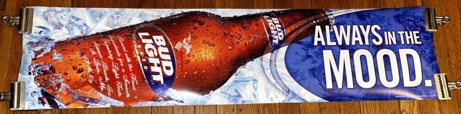 BUDWEISER BUD LIGHT BEER 4FT 2003 IN THE MOOD SUBWAY BANNER POSTER