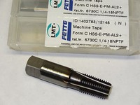 Lmt-fette 1/4 - 18 Nptf 5fl Modified Bottoming Hss-e-pm Pipe Tap Al2-plus 12148 Lmt-fette 1/4 - 18 Nptf 5fl Modified Bottoming Hss-e-pm Pipe Tap Al2-plus 12148