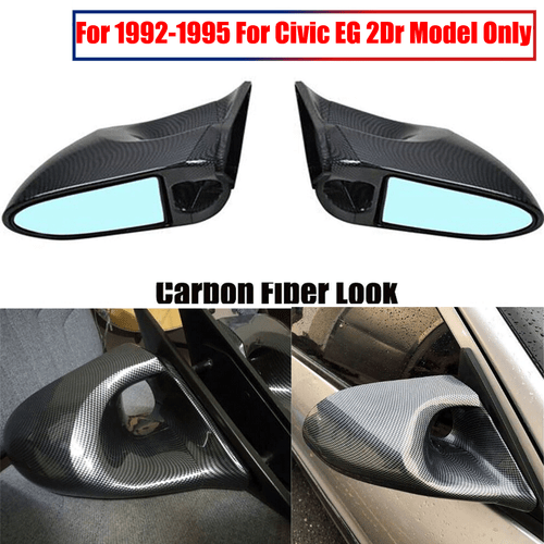 2X Carbon Fiber Look Manual Adjustable Side Mirrors For 92-95 Honda Civic EG USA - Picture 7 of 14