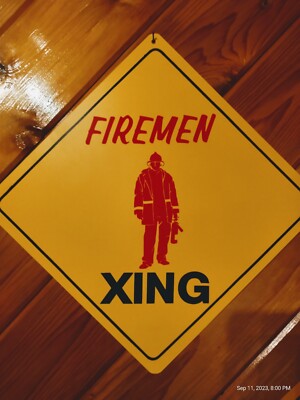 Large Plaque STREET CROSSING SIGN FIREMAN FIREMEN FIRE MEN XING 16 ...