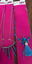NWT of 2 Justice Necklaces Girls Faux turquoise Blue  Red beads Tassel BOHO