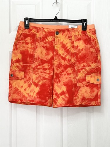NWT Style & Co Size 12 x 7" Venice Red Zig Zag Tie Dye Cargo Shorts $39.50