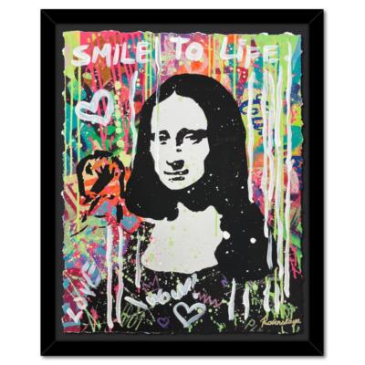 Nastya Rovenskaya ''The Colours of Mona Lisa'' Framed Mixed Media Hand Signed