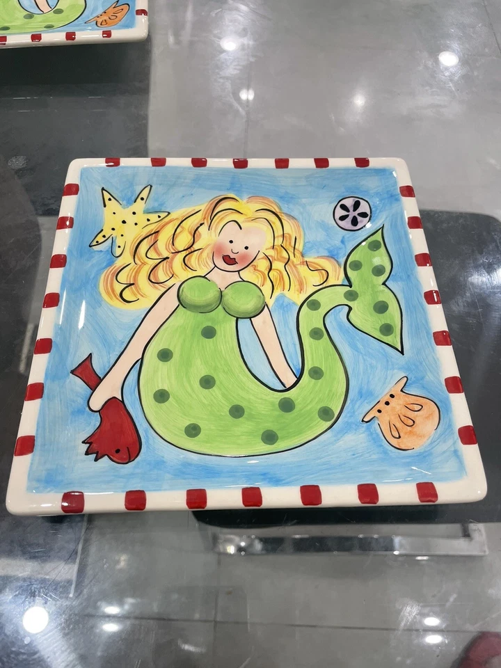 ESSENTIALS BY HOME MERMAID, CERAMIC DECORATIVE PLATE, VINTAGE SET OF 4 - Image 2 of 4