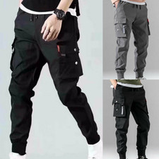 Men Pockets Harem Pants Baggy Trousers Sports Casual Joggers Pants Fashion