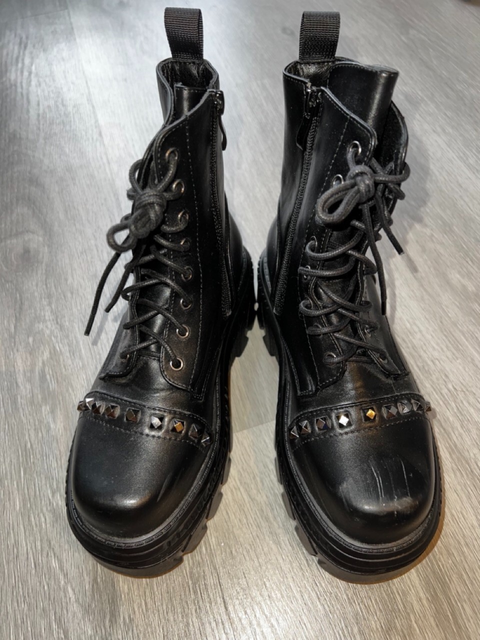 Koi Footwear Black Platform Studs Ankle Boots Womens UK 4