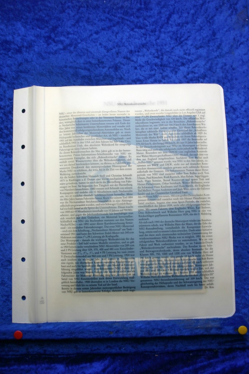 Nsu Record Attempts 1951 Brochure (M1006) Facsimile Archive