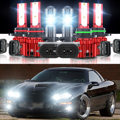 For Chevy Camaro 1998-2001 2002 LED Headlight Hi /Lo Beam Fog Lights Bulbs Kit