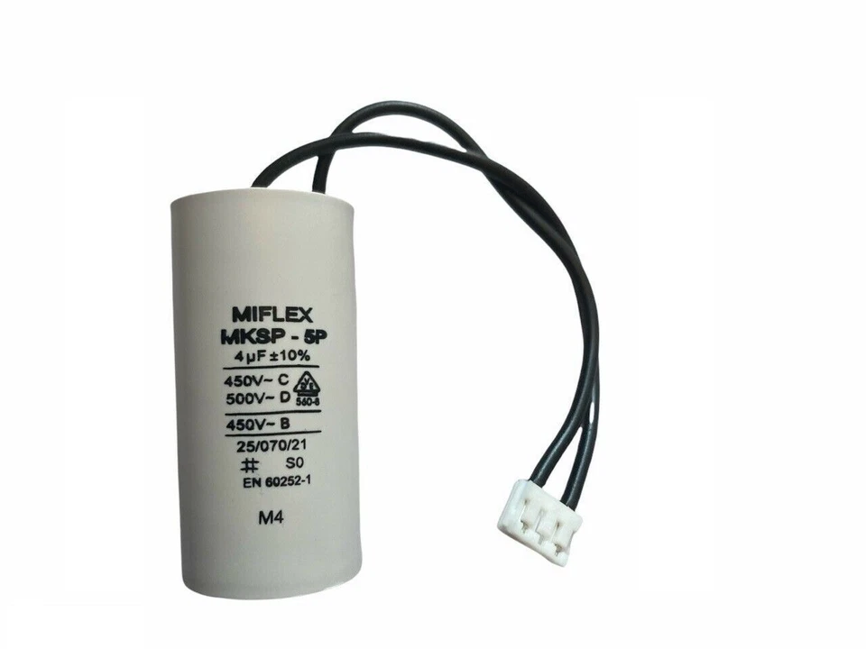 Condensateur 4uF/4µF 10% Ø25x51mm pour moteur Bubendorff avec connecteur