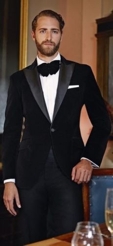 Classic One Button Black Velvet Tuxedo Blazer Peak Lapel Formal Event Jacket - Picture 1 of 4