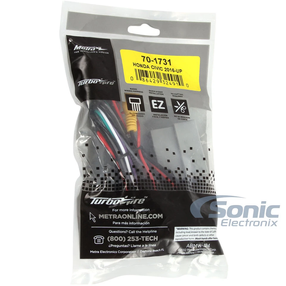 Жгут проводов Metra 70-1731 для подключения неоригинальной стереосистемы для Honda Civic 2016 года - Изображение 4 из 4