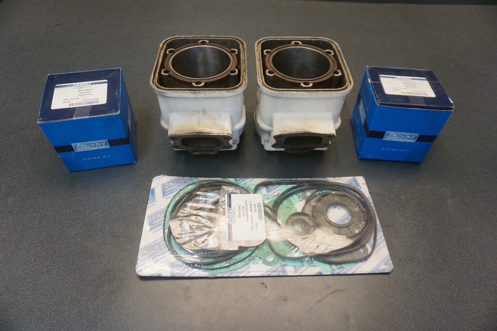 REMAN SeaDoo OEM 717/720 Cylinder Jugs w/ NEW Pistons + Gaskets .5mm