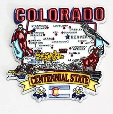 COLORADO STATE ELEMENTS MAP FRIDGE COLLECTIBLE SOUVENIR MAGNET
