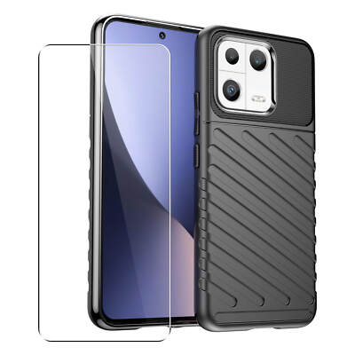 SDTEK Hülle Für Xiaomi 13 Robust Stripes Schutzhülle + Schutzfolie
