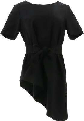 GILI Asymmetrical Peplum Top Tie Noir Black XS NWOT (6)