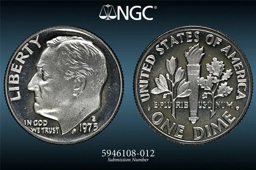 1975 S 10C Roosevelt Dime PF69 Ultra Cameo NGC Photo Vision® Low Pop 76 SKU 2743