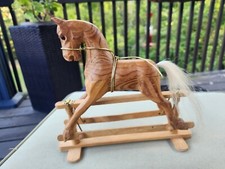 Wood Glider Rocking Horse Vtg Authentic Model Handcrafted Gold String Bridle 8"