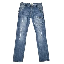 883 Police Jeans Mens 32 (Fits 31x31) Cassady Regular Fit Distressed Button Fly