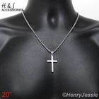 20"MEN Stainless Steel 3mm Silver Box Link Chain Necklace Simple Cross Pendant*P