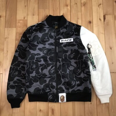 新品！A Bathing Ape Bapesta Bomber Jacket BAPE STA LOGO MA-1 Bomber Jacket black camo A Bathing Ape Size S