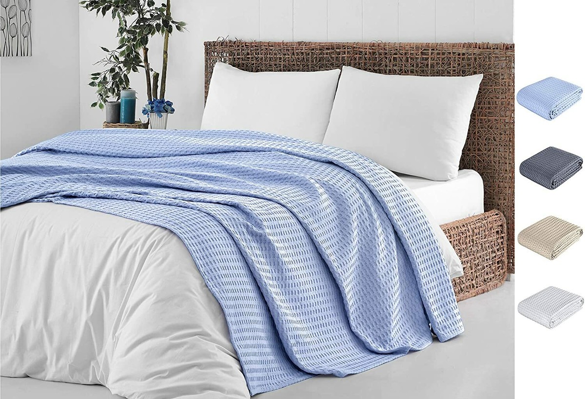 Cotton Blanket Full/Queen Size White Thermal Queen Blanket for Winter | eBay