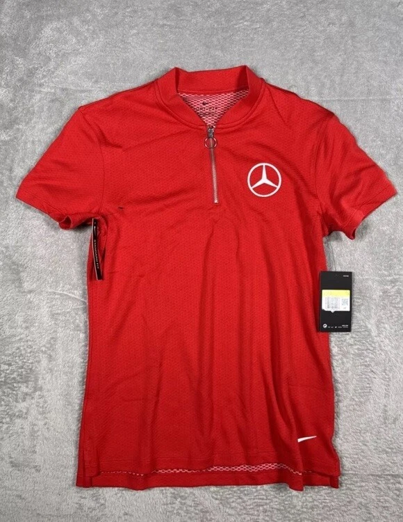Nike Women's Golf Dri-Fit Red 1/4 Zip Shirt Mercedes-Benz Logo Size Small NWT