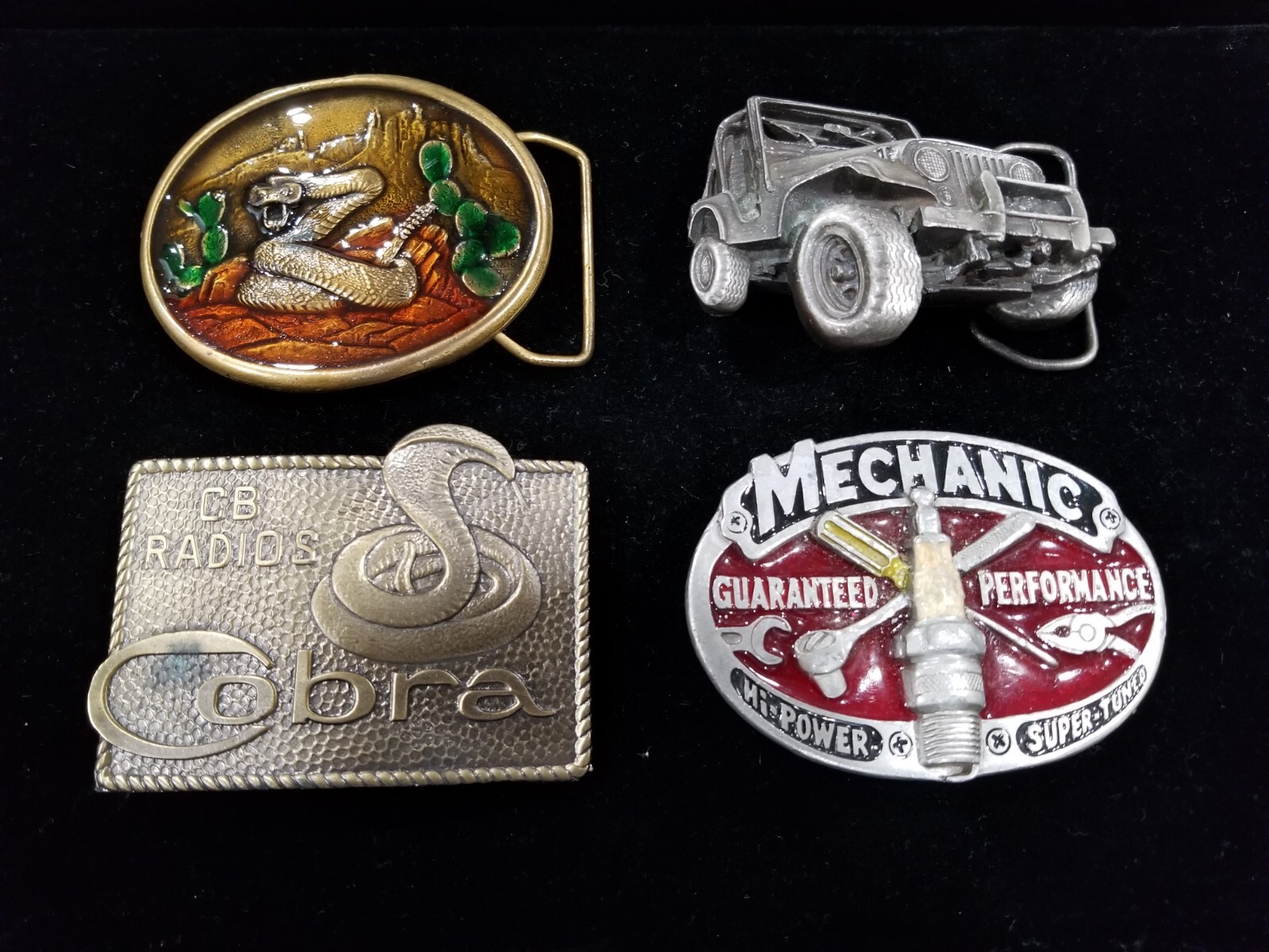 VINTAGE LOT OF 4 BELT BUCKLES Cobra Mechanic Jeep eBay