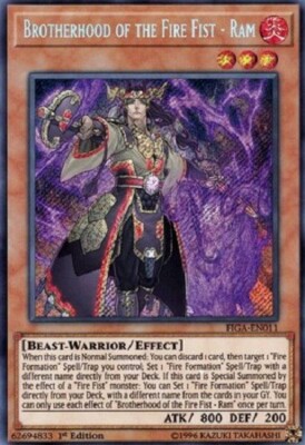 Yugioh - Brotherhood of the Fire Fist Ram 1st Secret Rare - NM - Free Holo  Card | eBay