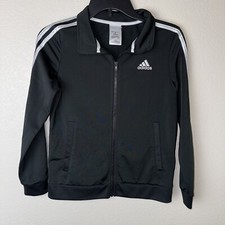 Adidas Boy's Youth 3 Stripe Full Zip Athletic Jacket, Black Size M-10/12