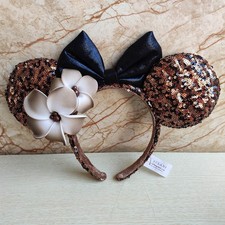 Brown Frangipani Flower Minnie Mouse Ears Holiday Disney-Parks Bow Headband