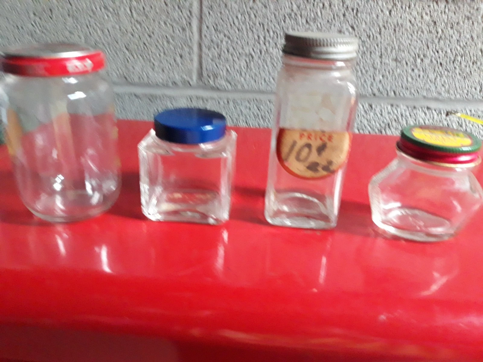 Four Small Vintage Glass Jars In Good Condition