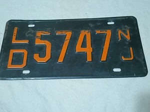 Mid Century 1950's New Jersey License Plate B20