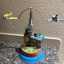VINTAGE WIND UP TIN TOY ELEPHANT WITH CIRCLING AIRPLANES - WORKS No Box