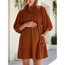 Maternity Dress Long Sleeve Velvet Fall Pregn...