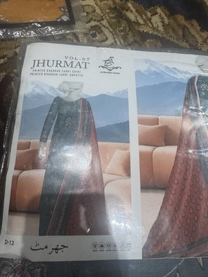 Al-Boutique Centre Women's Salwar Kameez D-12 Blue Red Khadar Printed Set