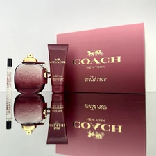 Coach WILD ROSE 3pc Women GIFT SET 3oz EDP Spr +0.25oz EDP Spr + 3.3oz B/Lotion