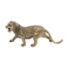 Messingtigerfigur Antikfinish Stehender Tiger Goldfarben