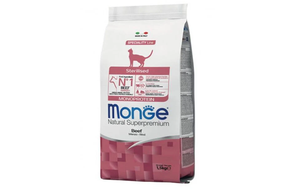Monge Superpremium Cat Salmone/Rosa Monge Monoprotein Sterilized Manzo Crocchette Per Gatti - Set %: 3 X 1,5 Kg - Immagine 3