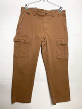 Duluth Trading Pants Mens 40X32 Khaki Relaxed Fit Flex Fire Hose Cargo Workwear