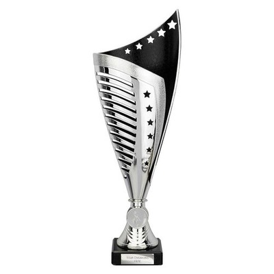 R4US Nebel Trophäe Auszeichnung Silber & Schwarz 12,5 Zoll Personalisierte Kostenlose Gravur