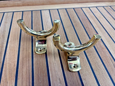 Pair of Heavy Brass Single Pole Boathook Rack Narrowboat Barge Boat Traditional