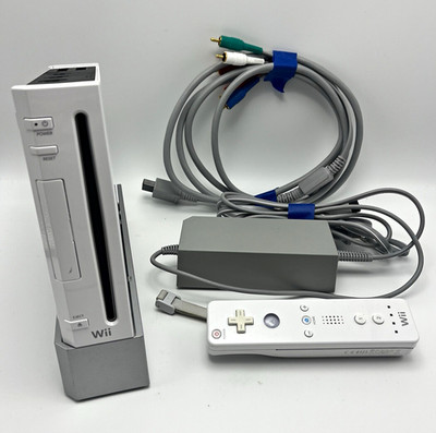 Nintendo Wii White Console w/ Wii Remote AV Power Cords Stand *Tested WORKS*