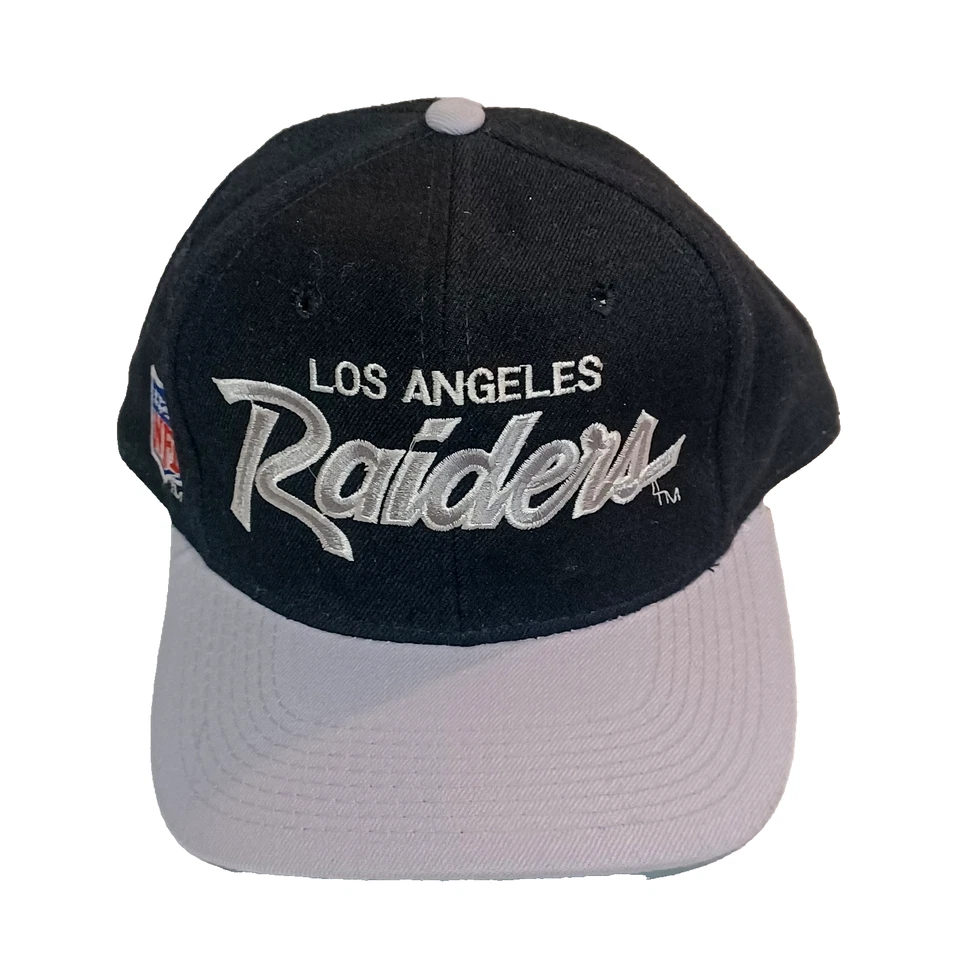 Vintage 90's Los Angeles Raiders Script Fitted Hat 7 1/4 Sports Specialties VTG - Image 2 of 4