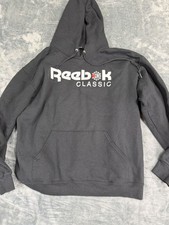 Reebok Classic Mens Black Kangaroo Pocket Drawstring Hoodie M